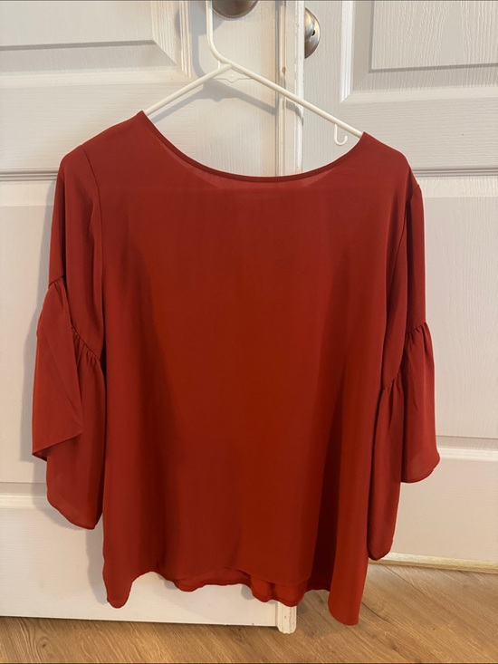 LOFT Tops - LOFT Rust Red Ruffle-Sleeve Blouse